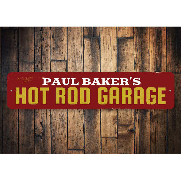 Personalized Hot Rod Garage - Aluminum Street Sign