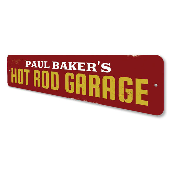 Personalized Hot Rod Garage - Aluminum Street Sign