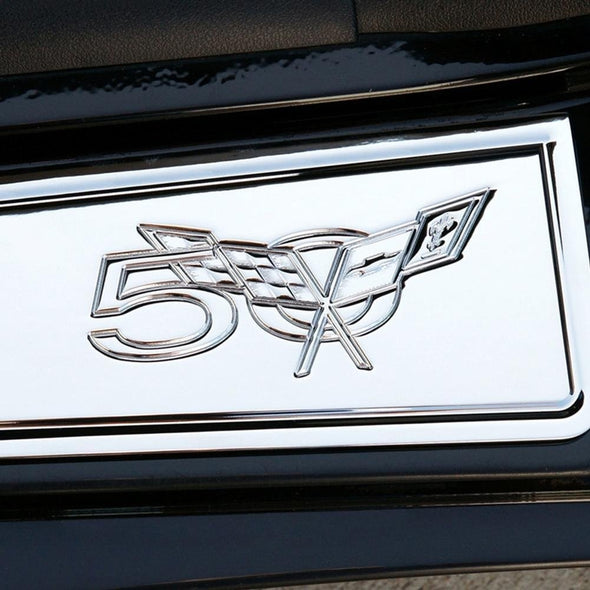 C5 & Z06 Corvette Door Sill Plates | Billet Chrome with 50th Anniversary Logo