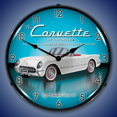1953 C1 Corvette All-American Sportscar Lighted Clock