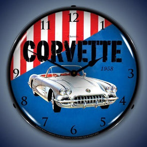1958 Corvette Lighted Wall Clock - [Corvette Store Online]