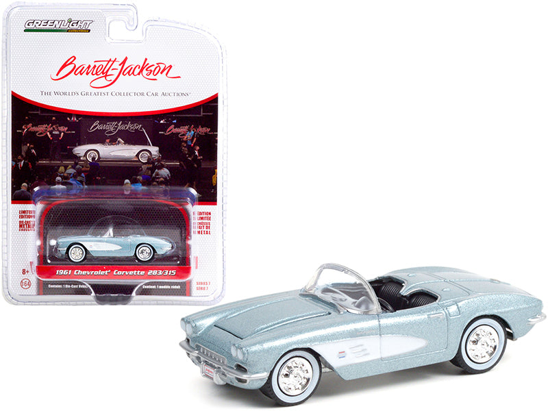 1961 Chevrolet Corvette 283/315 Convertible Sateen Silver Metallic with Black Interior (Lot #681) Barrett Jackson "Scottsdale Edition" Series 7 1/64 Diecast Model Car by Greenlight