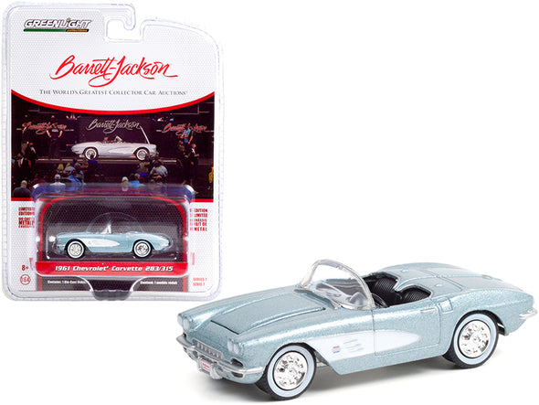 1961 Chevrolet Corvette 283/315 Convertible Sateen Silver Metallic with Black Interior (Lot #681) Barrett Jackson "Scottsdale Edition" Series 7 1/64 Diecast Model Car by Greenlight