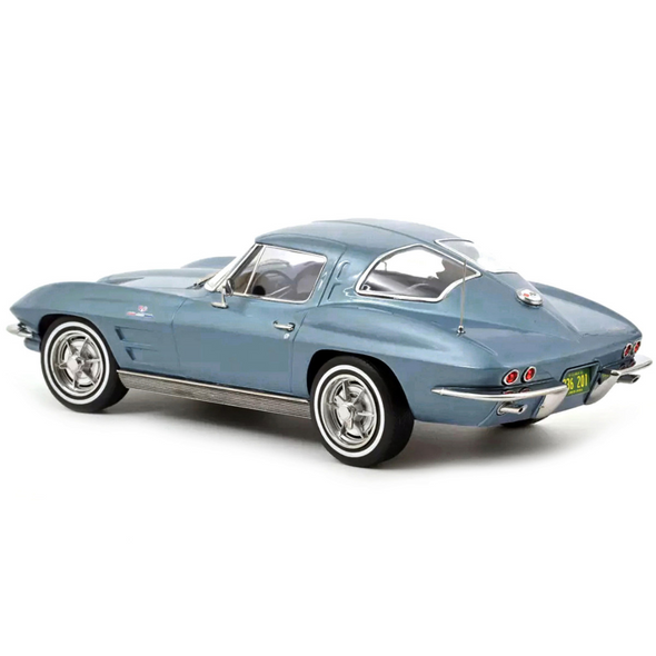 1963 C2 Corvette Stingray Split-Window Coupe Light Blue Metallic 1/18 Diecast Model Car by Norev