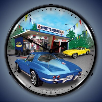 1963 Corvette Lighted Wall Clock - [Corvette Store Online]