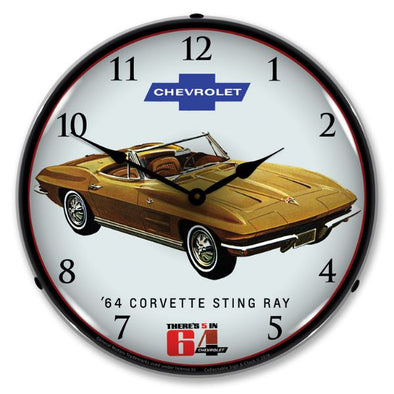 1964 Corvette Stingray Lighted Wall Clock - [Corvette Store Online]