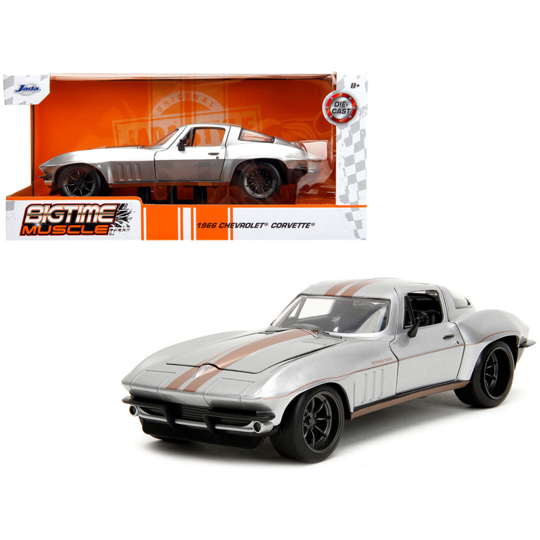 1966 C2 Corvette Silver Metallic "Bigtime Muscle" 1/24 Diecast Model Car by Jada