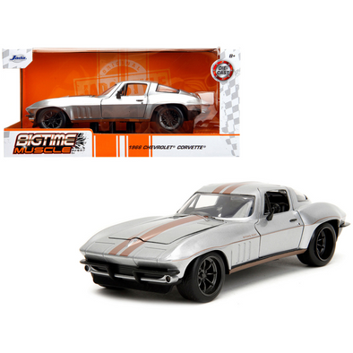 1966-c2-corvette-silver-metallic-bigtime-muscle-1-24-diecast-model-car-by-jada