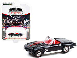 1967-chevrolet-corvette-convertible-black-with-red-stripe-and-red-interior-lot-1367-barrett-jackson-scottsdale-edition-series-8-1-64-diecast-model-car-by-greenlight