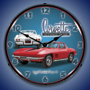 1967 Corvette Stingray Lighted Clock Profile - [Corvette Store Online]