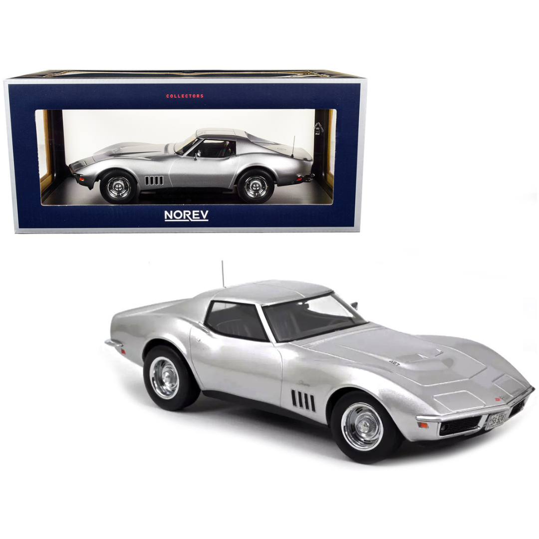 1969 C3 Corvette Silver Metallic 1/18 Diecast Model Car by Norev