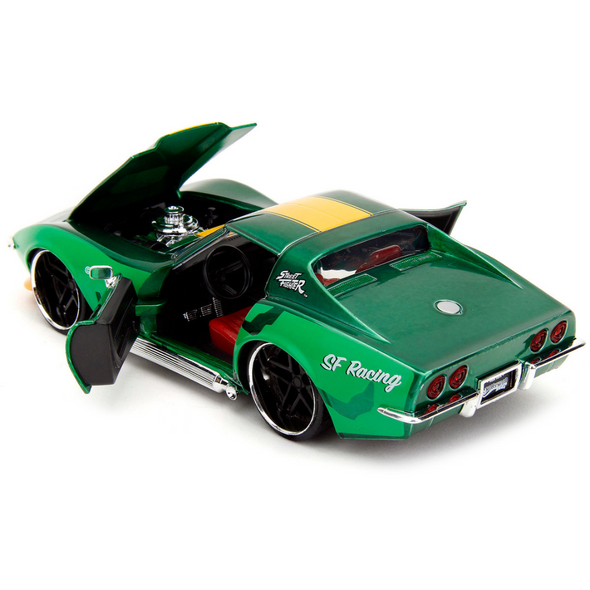 1969-c3-corvette-stingray-green-metallic-street-fighter-video-game-1-24-diecast-model-car-by-jada