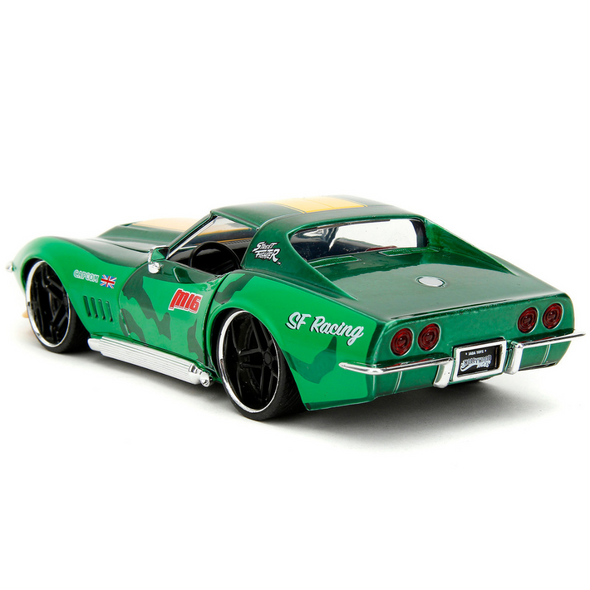 1969-c3-corvette-stingray-green-metallic-street-fighter-video-game-1-24-diecast-model-car-by-jada