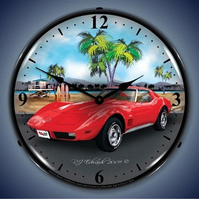 1973 Corvette Lighted Wall Clock - [Corvette Store Online]