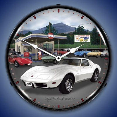 1976 Corvette Lighted Wall Clock - [Corvette Store Online]