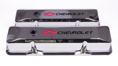 Small-Block-Chrome-Valve-Covers---Tall---Chevrolet-&-Bowtie-Inlaid-200827-Corvette-Store-Online