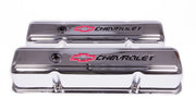 Small-Block-Chrome-Valve-Covers--Tall---Black-Chevrolet-&-Red-Bowtie-Inlaid-200832-Corvette-Store-Online