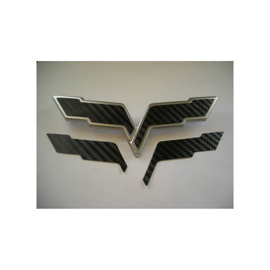 Front/Rear-Emblem-Flag-Blackout-Set---Gloss-Carbon-Flash-Metallic-201044-Corvette-Store-Online