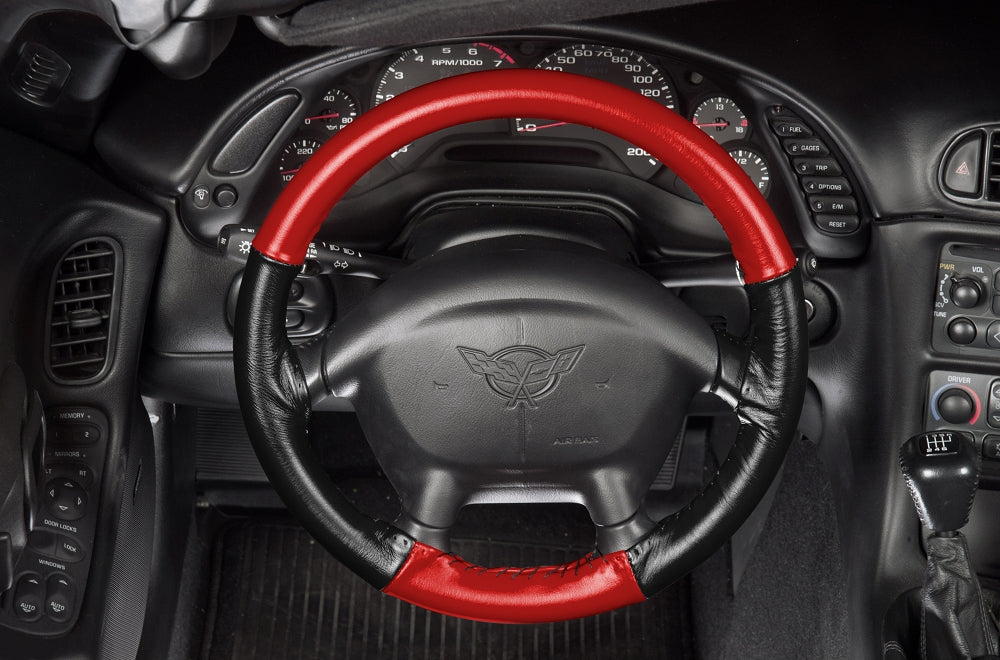 Euro-Style-Leather-Steering-Wheel-Cover---Black-/-Black-201270-Corvette-Store-Online