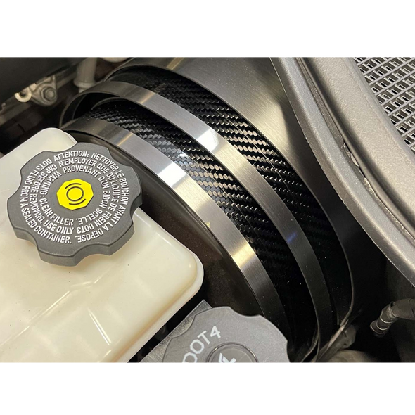 2014-2019 C7 Corvette Brake Booster Cover - Carbon Fiber With Brushed Stainless Steel Trim