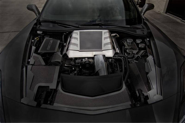 2015-2016 C7 Corvette Z06 Supercharger Engine Shroud Cover - Carbon Fiber and Stainless Steel