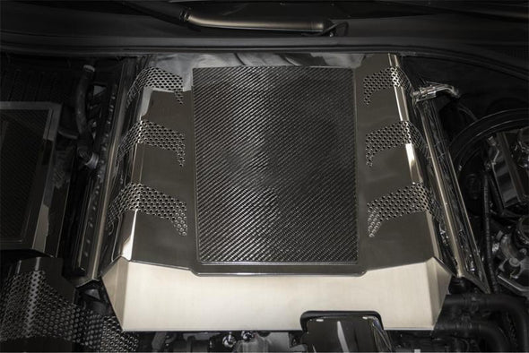 2015-2016 C7 Corvette Z06 Supercharger Engine Shroud Cover - Carbon Fiber and Stainless Steel