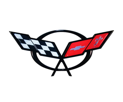 Emblem-Style-Metal-Signs---32x12-Cross-Flag/36x8-Z06-405HP-201677-Corvette-Store-Online