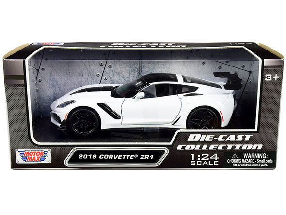 2019 Chevrolet Corvette ZR1 White with Black Accents 1:24 Diecast