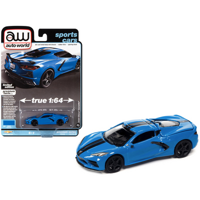 2020 C8 Corvette Stingray Rapid Blue Limited Edition 1/64 Diecast Model Car by Auto World