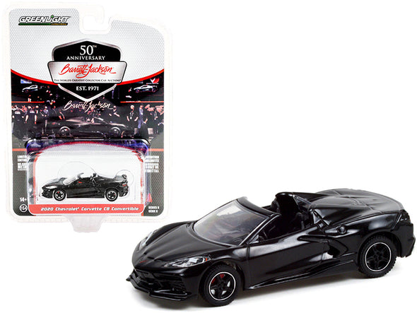 2020-chevrolet-corvette-c8-stingray-convertible-black-lot-3003-barrett-jackson-scottsdale-edition-series-8-1-64-diecast-model-car-by-greenlight