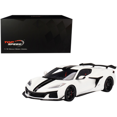 2023 C8 Chevrolet Corvette Z06 Arctic White 1/18 Model Car by Top Speed
