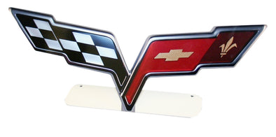 Cross-Flags-Emblem-Free-Standing-Metal-Sign-203968-Corvette-Store-Online