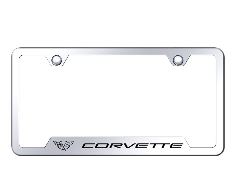 License-Plate-Frame-W/Laser-Etched-Logo---Mirrored-Chrome-204988-Corvette-Store-Online