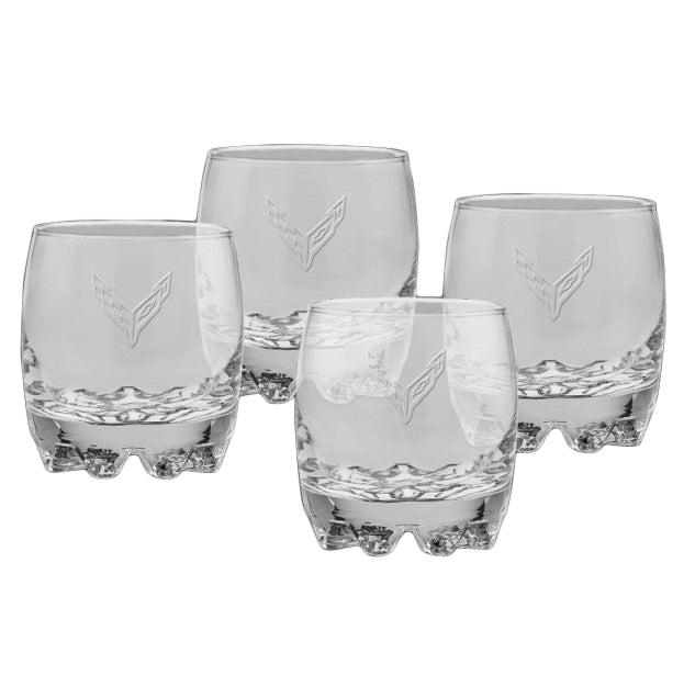 Crossed-Flags-Glassware-10oz-Set---4pc-205404-Corvette-Store-Online