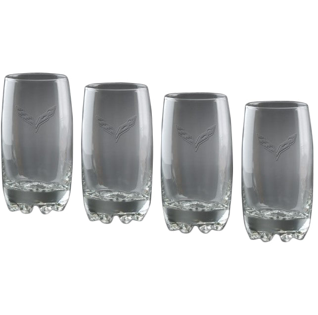 Crossed-Flags-Glassware-14oz-Set---4pc-205405-Corvette-Store-Online