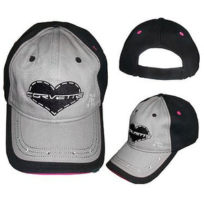 Ladies-Black-&-Gray-Embroidered-Cap-205437-Corvette-Store-Online