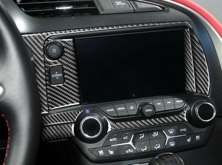 Carbon-Fiber-Center-Console-Screen-Panel-Overlay---7pc-205447-Corvette-Store-Online