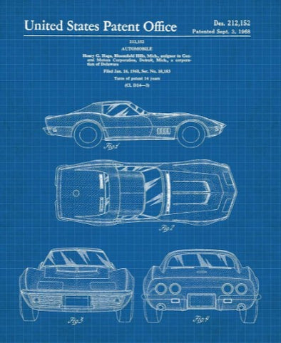 Stingray-Blueprint-Patent-Poster-Print---11x14-205497-Corvette-Store-Online