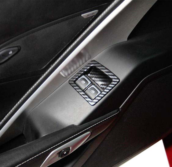 Hydro-Carbon-Fiber-Door-Window-Lift-Switch-Frame-Cover-Trim---2pc-205552-Corvette-Store-Online