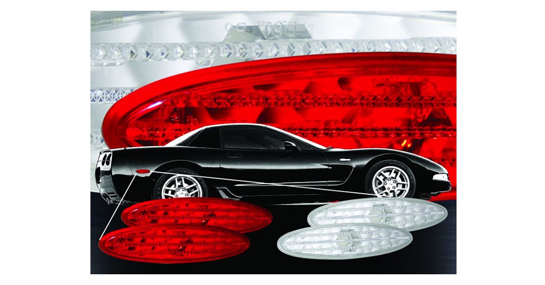 Diamond-Cut-Side-Marker-Lights-W/White-LED-Bulbs---Red-205763-Corvette-Store-Online