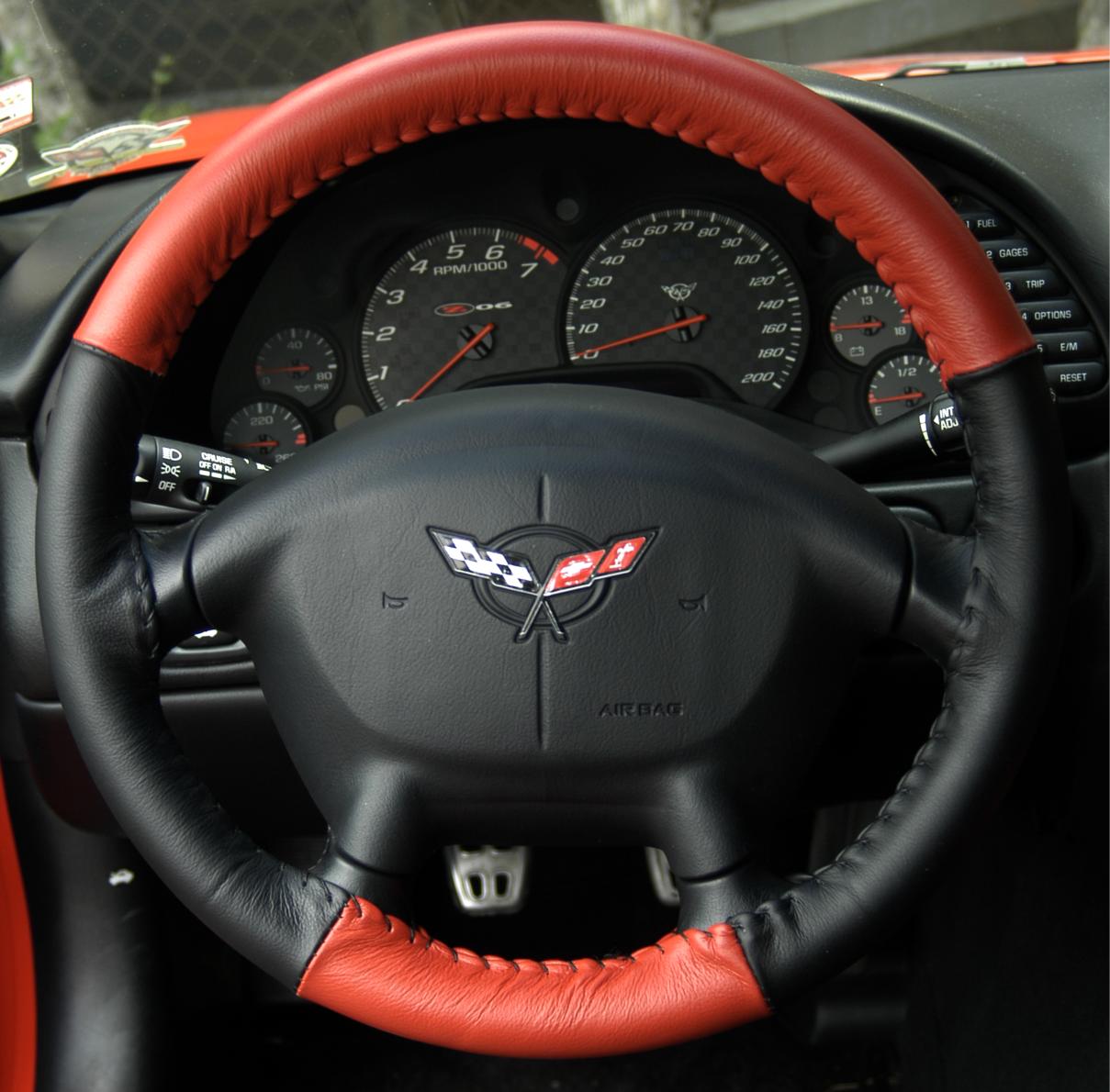 Corvette EuroTone Two Color Leather Steering Cover - [Corvette Store Online]