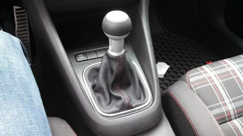 Perforated-Leather-Shift-Boot---Manual---Black-W/Medium-Gray-Stitch-207396-Corvette-Store-Online