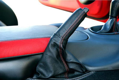 Leather-Emergency-Brake-Boot---Black-W/Millennium-Yellow-Stitch-207431-Corvette-Store-Online