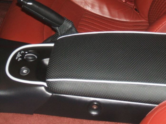 Perforated-Leather-Armrest-Cover---White-W/Mill-Yellow-Stitch-&-6/8in-Padding-207623-Corvette-Store-Online