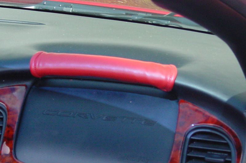 Leather-Grab-Handle-Cover---red-W/Black-stitch-207647-Corvette-Store-Online