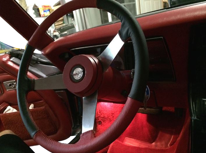 Leather-Steering-Wheel-Cover---Dark-Blue-W/Medium-Blue-Stitch-207788-Corvette-Store-Online