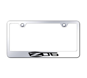 License-Plate-Frame-W/Laser-Etched-Z06-Logo--Mirrored-Chrome-209349-Corvette-Store-Online