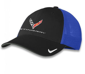 Nike-Fitted-Cap-W/Stingray-Script-&-Cross-Flags---Black/Royal-Blue---S/M-209778-Corvette-Store-Online