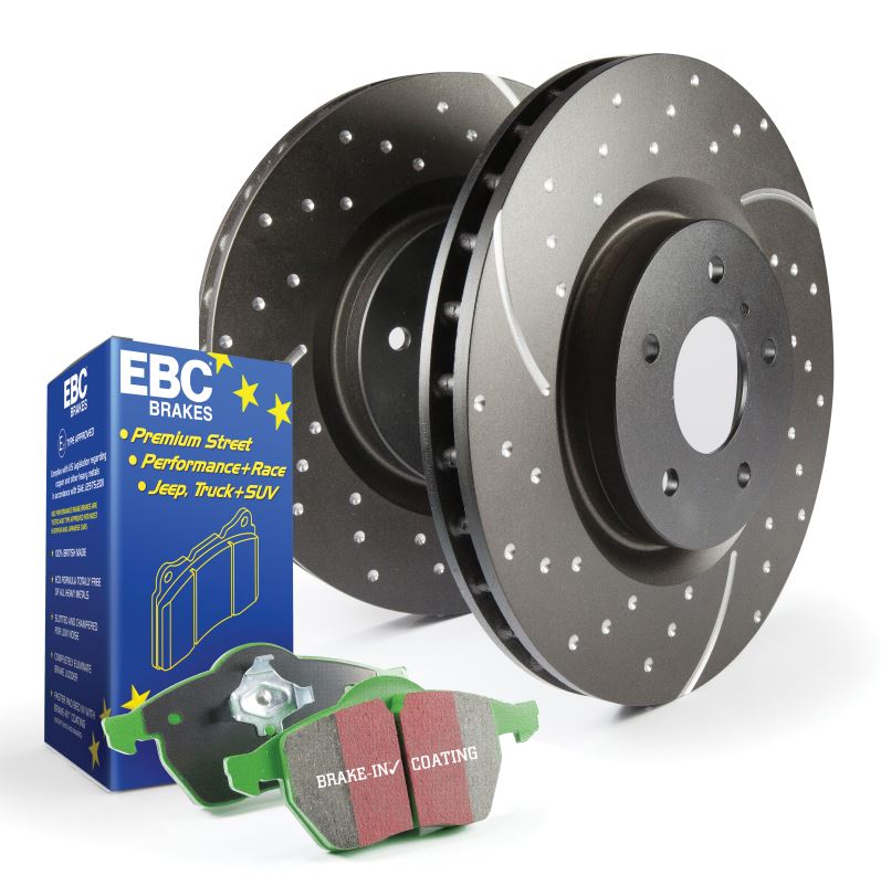 Stage-10-EBC-Slotted/Drilled-Rotors-&-Green-Brake-Pad-Kit---Rear-&-Front-210207-Corvette-Store-Online