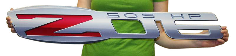 Z06-505-Metal-Sign-(36x7)-&-C6-Front-Emblem-Sign-(32x12)-211001-Corvette-Store-Online